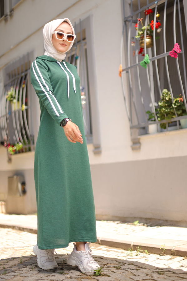 SERITLI ELBISE Yeşil - 3227