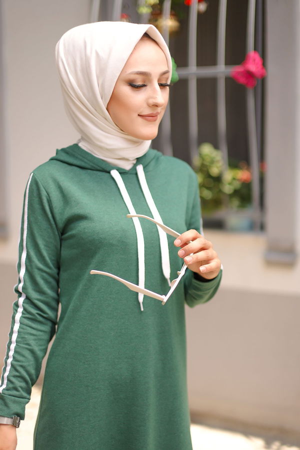 SERITLI ELBISE Yeşil - 3227