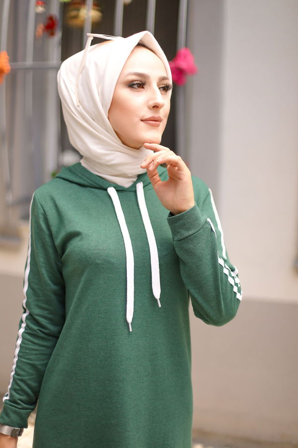 SERITLI ELBISE Yeşil - 3227