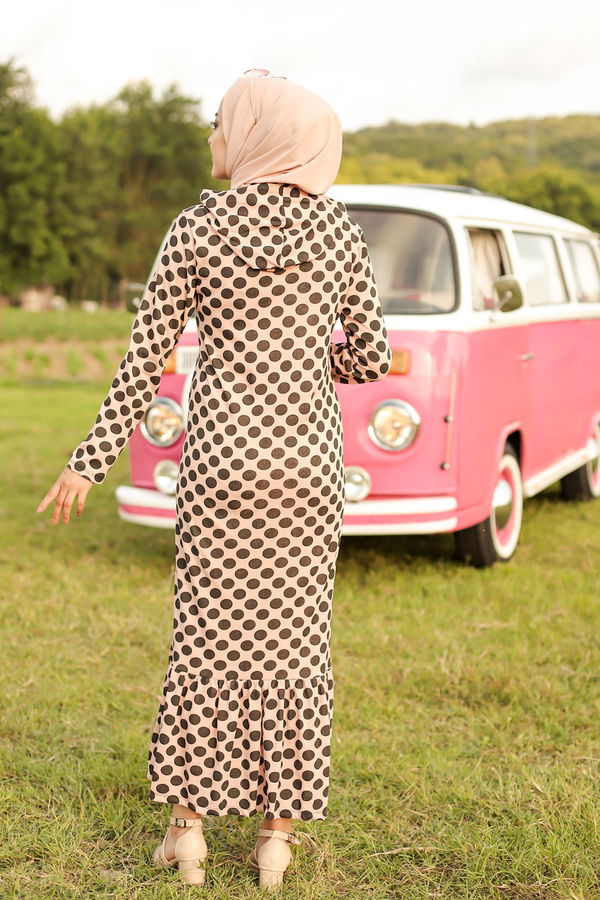 3100 VOLANLI ELBISE Pembe - 3100