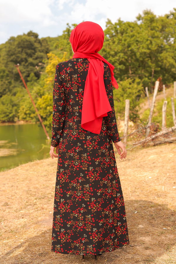 8487 KREP ELBISE Siyah - 8487