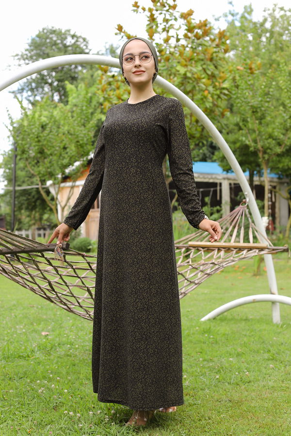 8485 KREP ELBİSE Haki - 8485