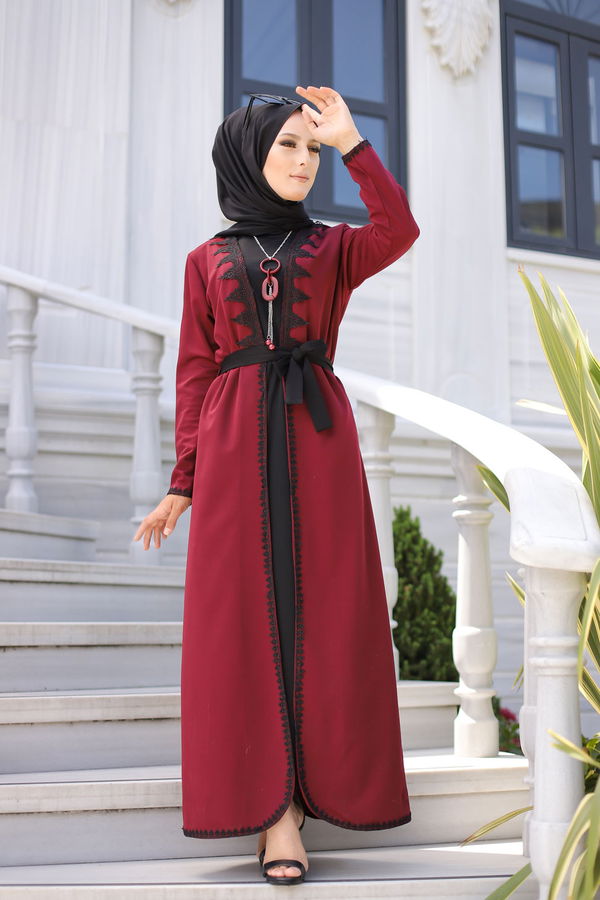 9024 ELBISE-HIRKA-KEMER-KOLYE Bordo - 9024 BORDO