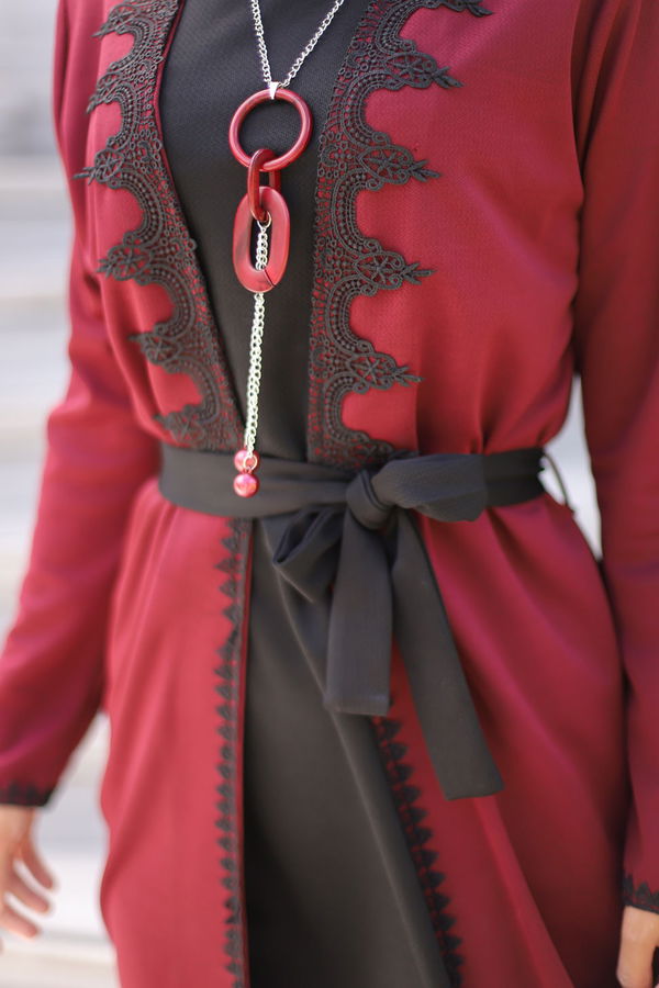 9024 ELBISE-HIRKA-KEMER-KOLYE Bordo - 9024 BORDO