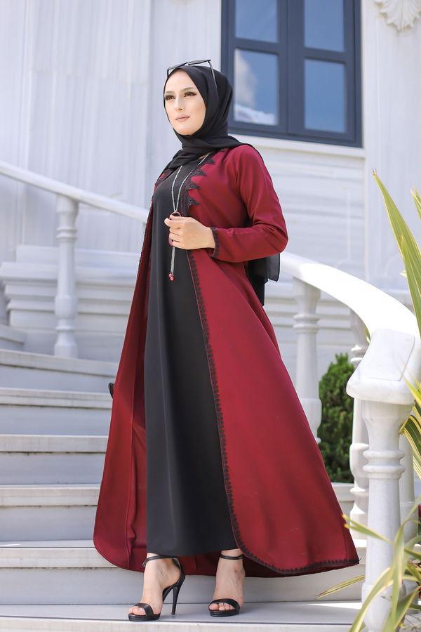 9024 ELBISE-HIRKA-KEMER-KOLYE Bordo - 9024 BORDO