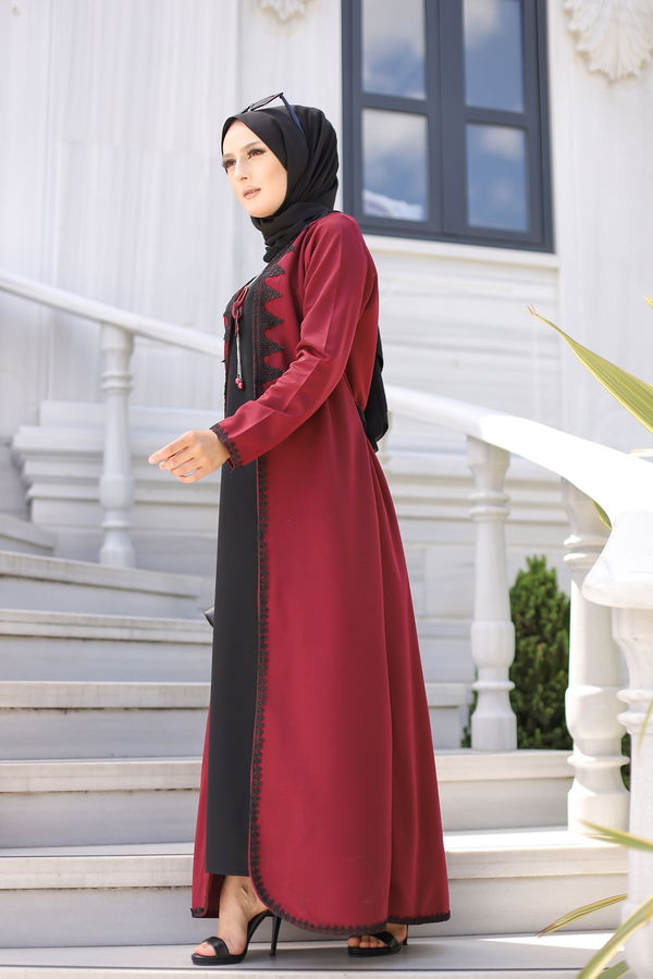 9024 ELBISE-HIRKA-KEMER-KOLYE Bordo - 9024 BORDO