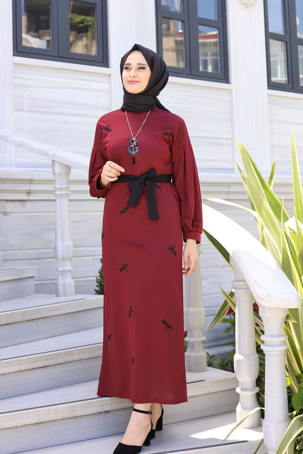 9023 ELBISE KEMER Bordo - 9023 BORDO