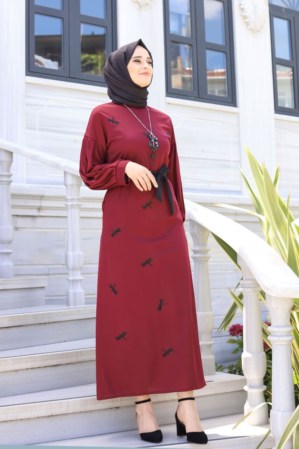 9023 ELBISE KEMER Bordo - 9023 BORDO