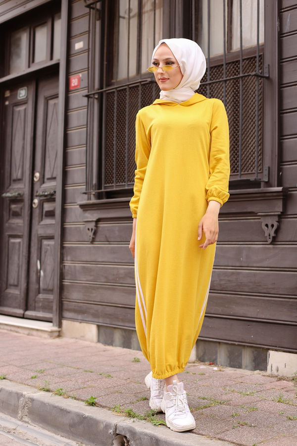 KAPSONLU ELBISE Sarı - 5257
