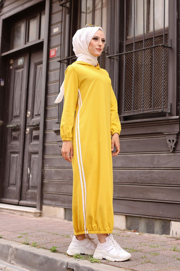 KAPSONLU ELBISE Sarı - 5257