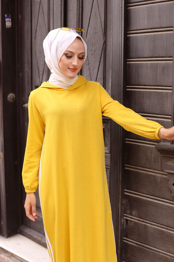 KAPSONLU ELBISE Sarı - 5257