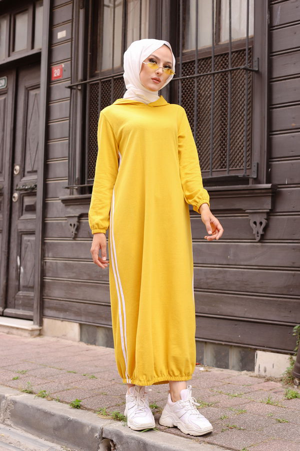 KAPSONLU ELBISE Sarı - 5257