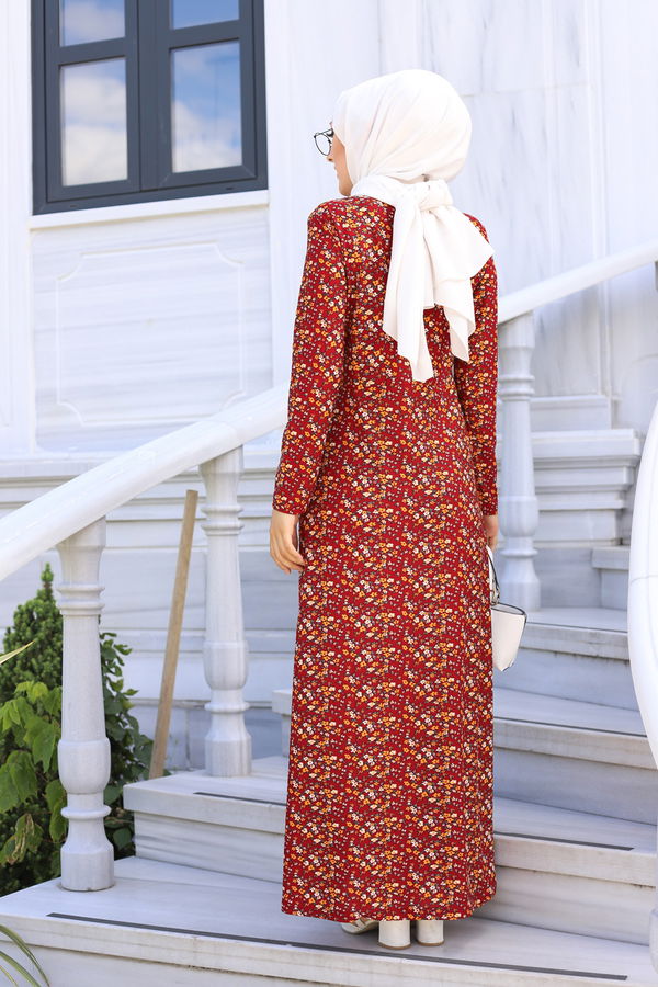 8516 ELBISE Bordo - 8516 BORDO
