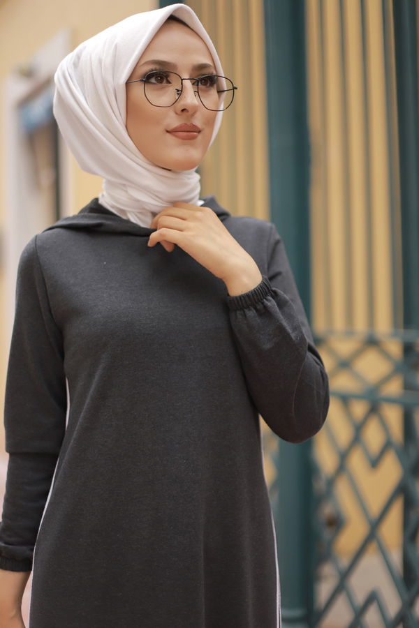 KAPSONLU ELBISE Antrasit - 5257