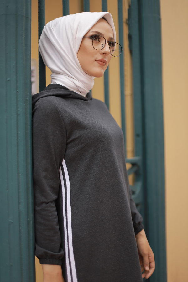 KAPSONLU ELBISE Antrasit - 5257