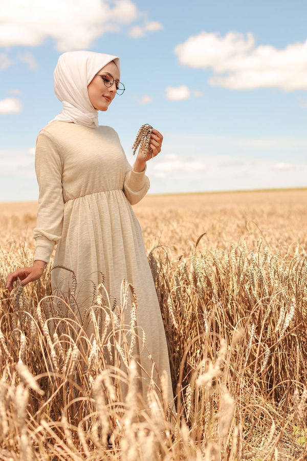 8390 SİMLİ ELBİSE Bej - 8390 BEJ