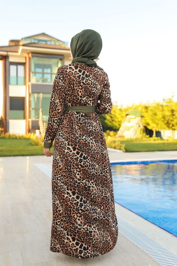 9038 ELBISE CEKET KEMER KOLYE Haki - 9038 HAKİ