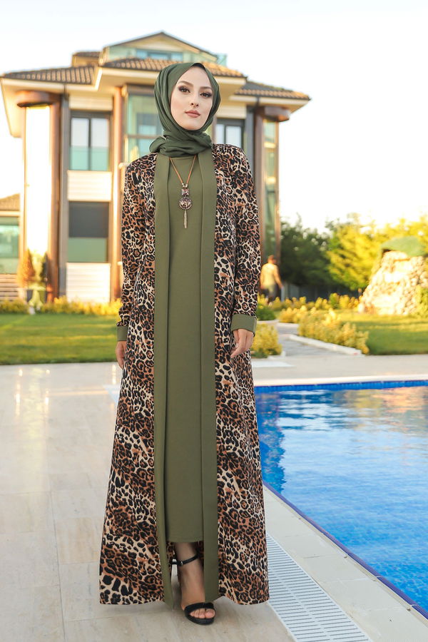 9038 ELBISE CEKET KEMER KOLYE Haki - 9038 HAKİ