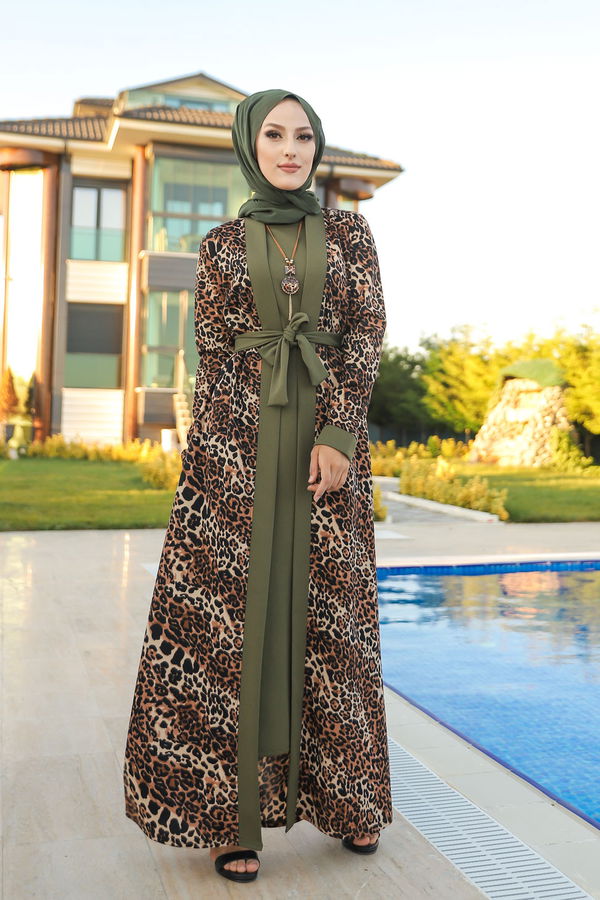 9038 ELBISE CEKET KEMER KOLYE Haki - 9038 HAKİ