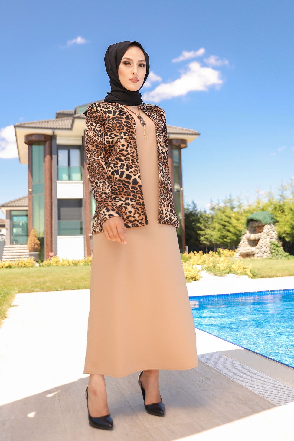 9040 ELBISE CEKET KEMER KOLYE Bej - 9040 BEJ
