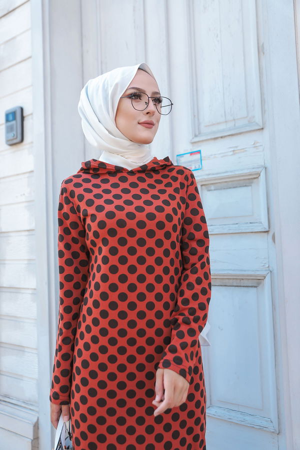 3100 VOLANLI ELBISE Kiremit - 3100