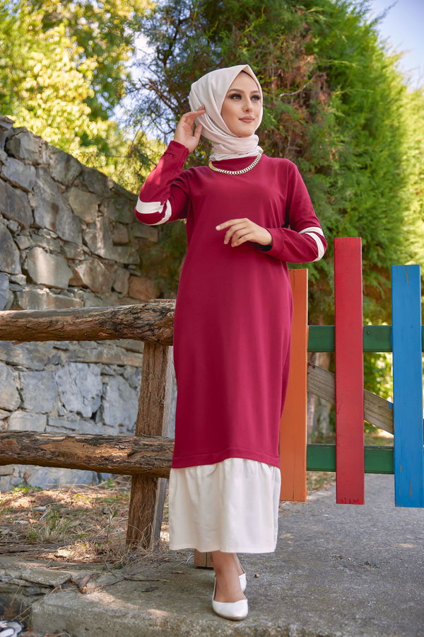 GARNILI ELBISE Bordo - 3080 BORDO