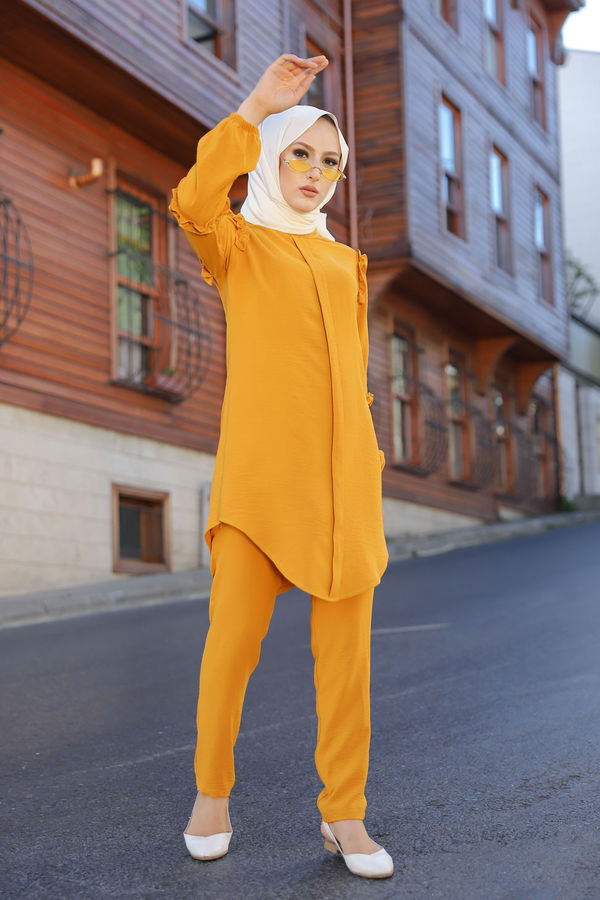 9043 TUNIK PANTOLON Sarı - 9043 Sarı