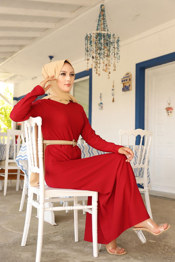 Elbıse Bordo - 2789