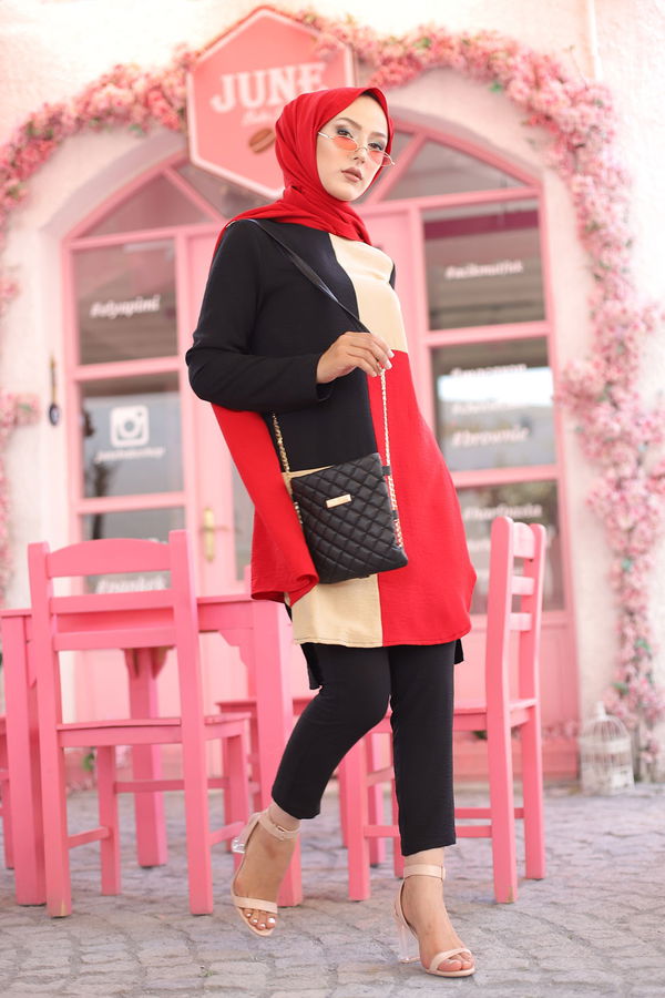 9049 TUNIK PANTOLON Kırmızı - 9049 Kırmızı