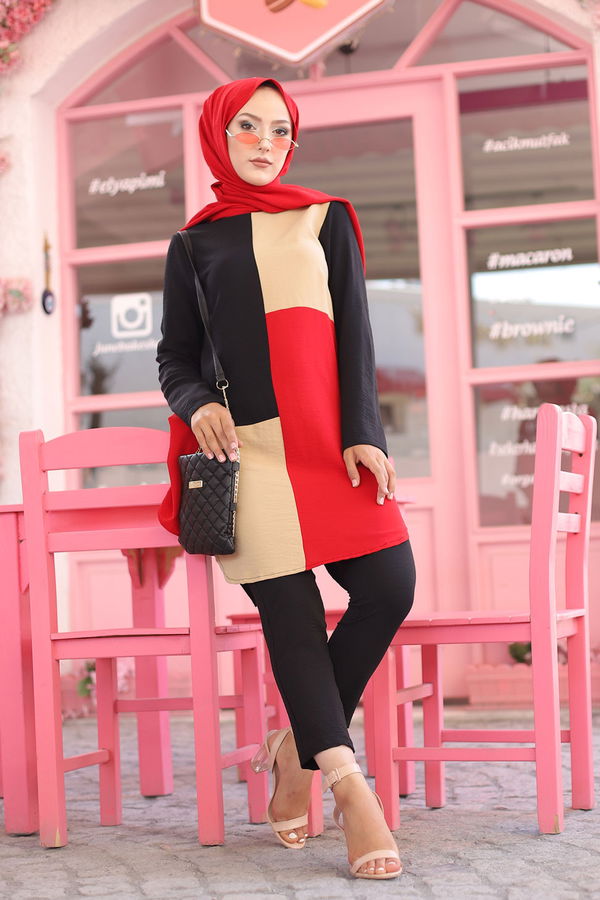 9049 TUNIK PANTOLON Kırmızı - 9049 Kırmızı