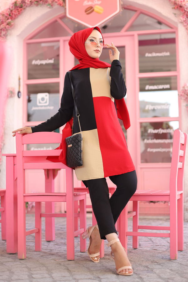 9049 TUNIK PANTOLON Kırmızı - 9049 Kırmızı