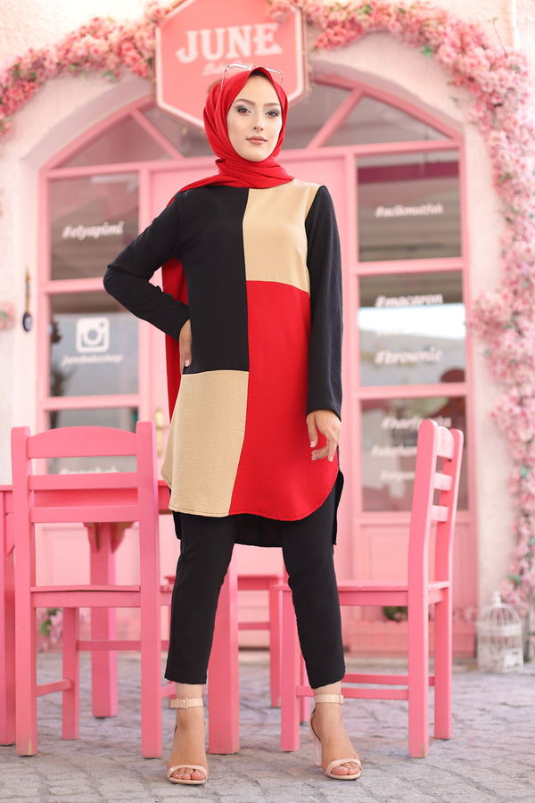 9049 TUNIK PANTOLON Kırmızı - 9049 Kırmızı