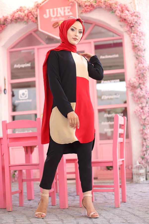 9049 TUNIK PANTOLON Kırmızı - 9049 Kırmızı