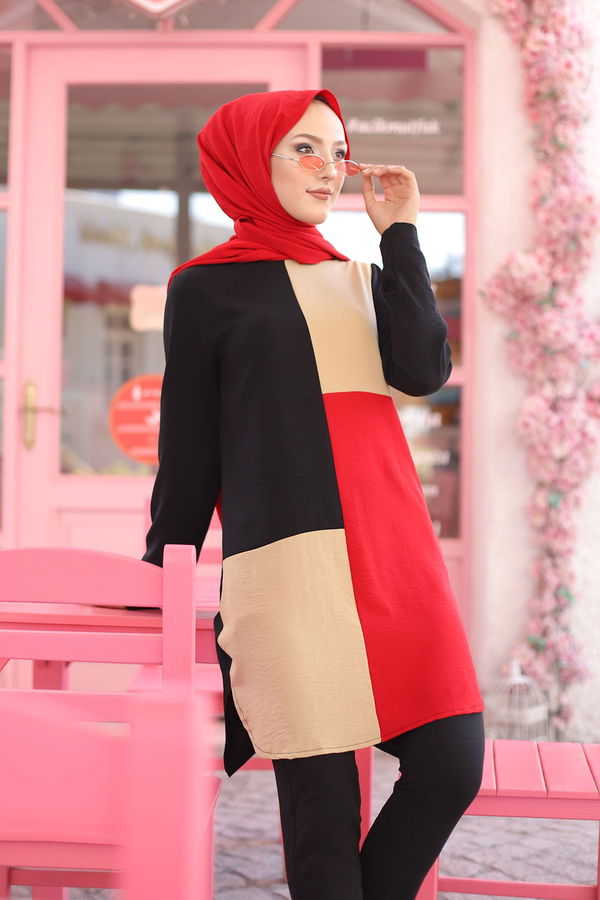 9049 TUNIK PANTOLON Kırmızı - 9049 Kırmızı