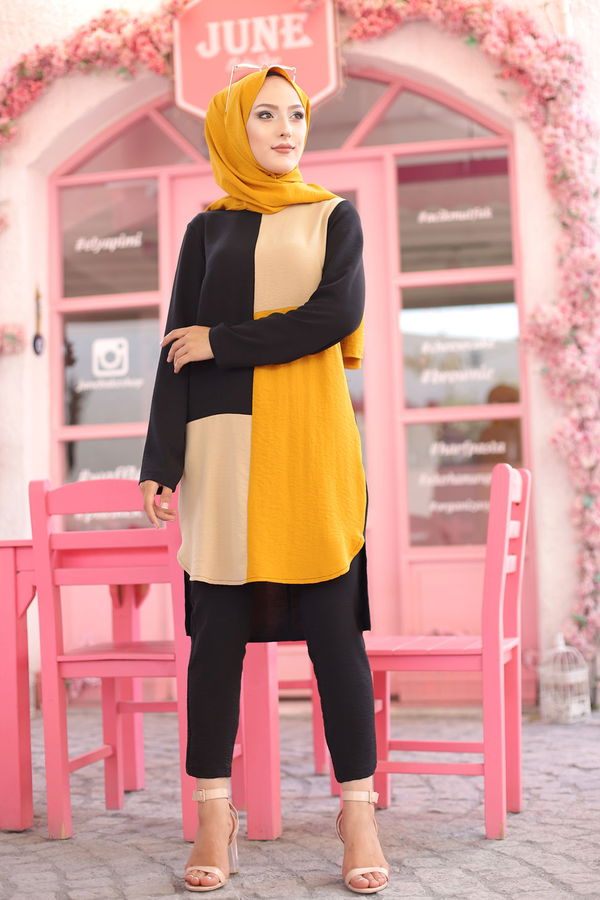 9049 TUNIK PANTOLON Sarı - 9049 Sarı