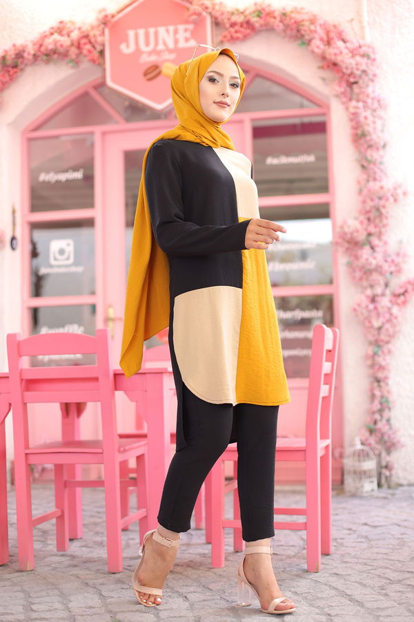 9049 TUNIK PANTOLON Sarı - 9049 Sarı