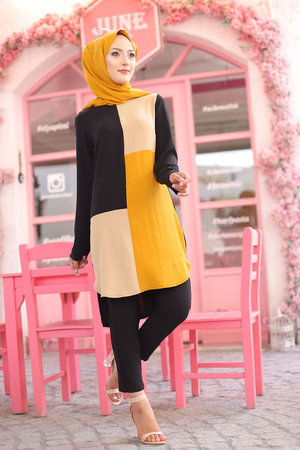 9049 TUNIK PANTOLON Sarı - 9049 Sarı