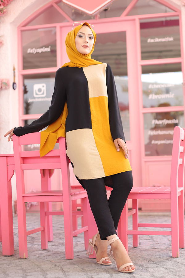 9049 TUNIK PANTOLON Sarı - 9049 Sarı