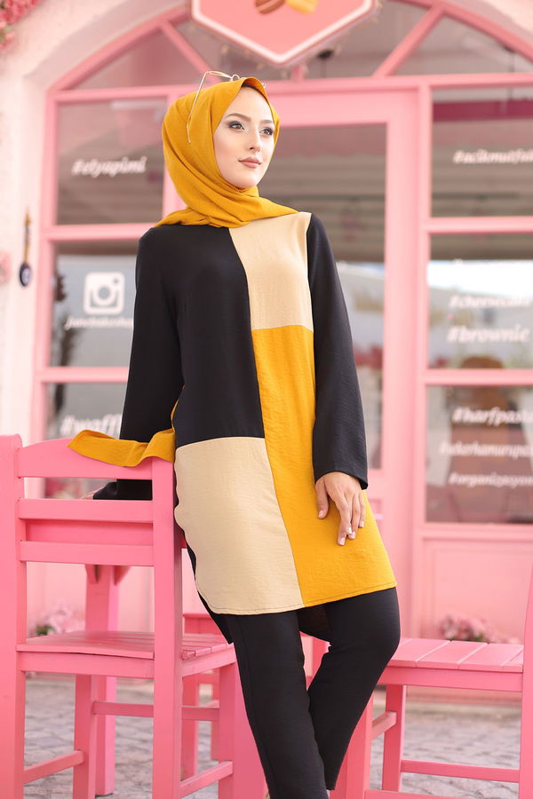 9049 TUNIK PANTOLON Sarı - 9049 Sarı