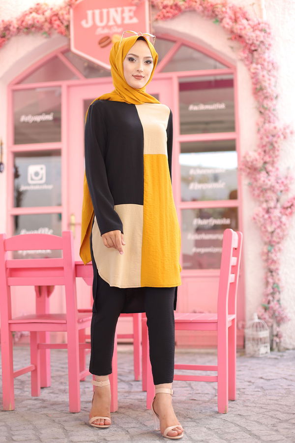 9049 TUNIK PANTOLON Sarı - 9049 Sarı