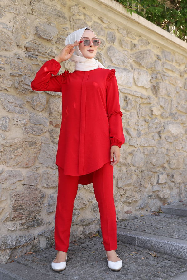9043 TUNIK PANTOLON Kırmızı - 9043