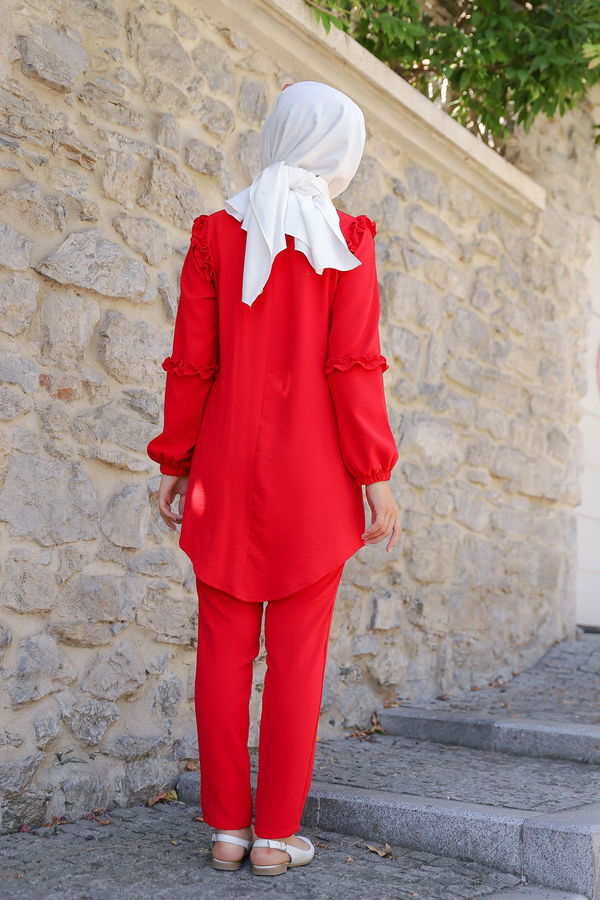 9043 TUNIK PANTOLON Kırmızı - 9043
