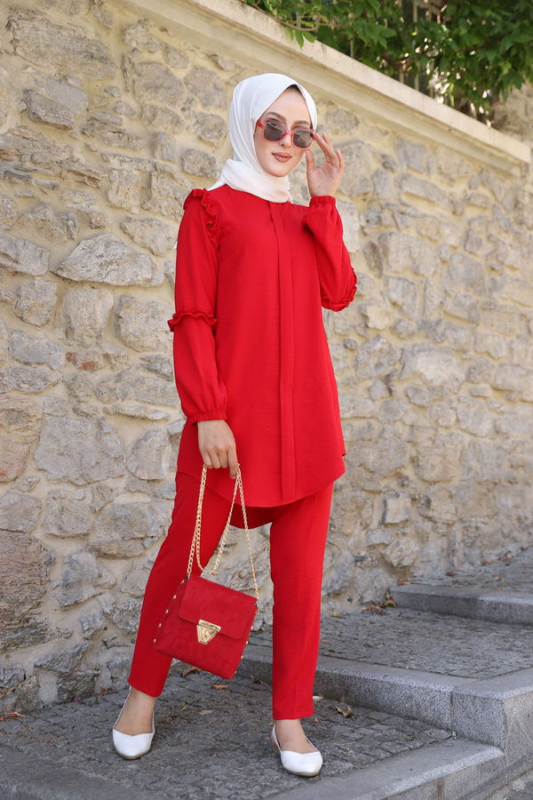 9043 TUNIK PANTOLON Kırmızı - 9043
