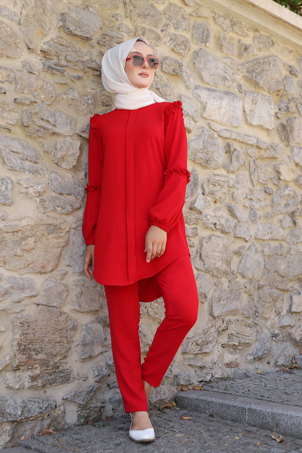 9043 TUNIK PANTOLON Kırmızı - 9043