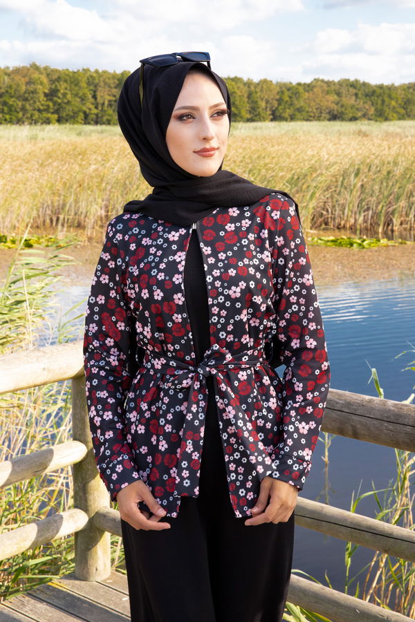 9054 ELBISE CEKET KEMER KOLYE Siyah - 9054 SİYAH