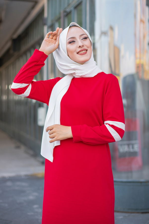 GARNILI ELBISE Kırmızı - 3080