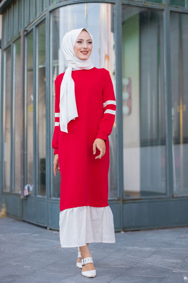 GARNILI ELBISE Kırmızı - 3080