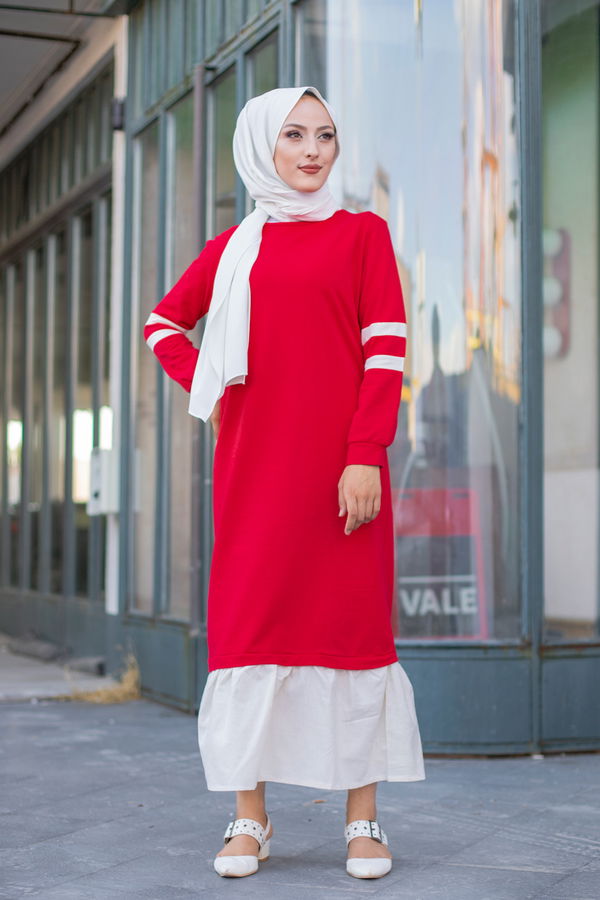 GARNILI ELBISE Kırmızı - 3080
