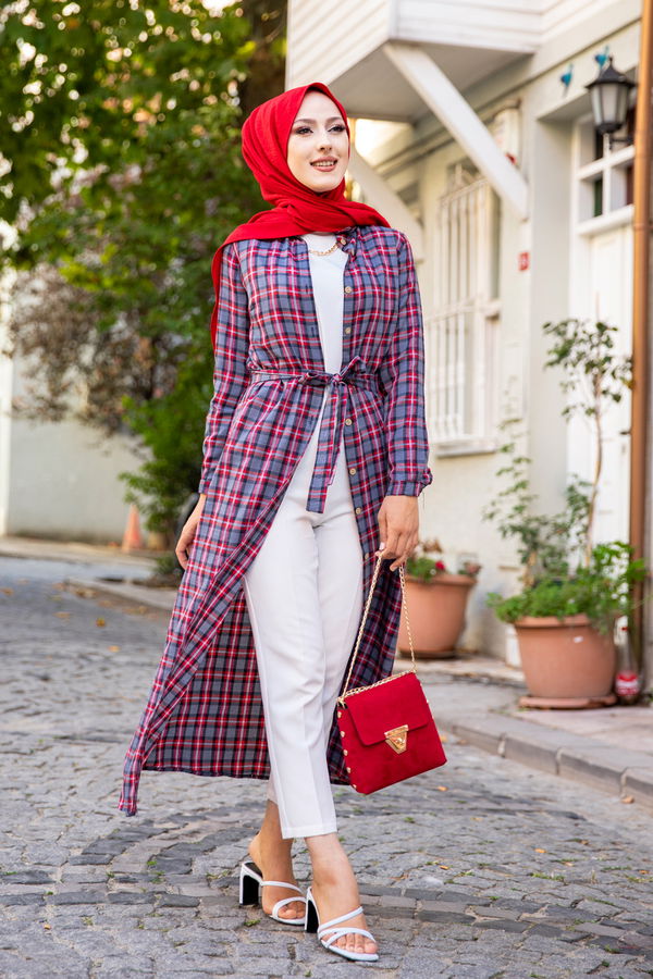 3259 EKOSE ELBISE Kırmızı - 3259