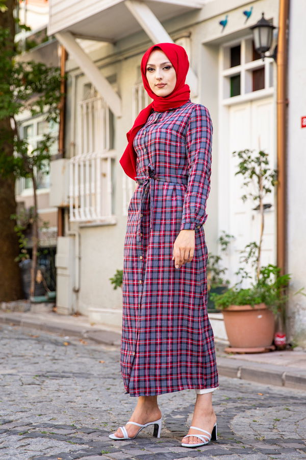 3259 EKOSE ELBISE Kırmızı - 3259